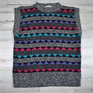 80's 90's retro vintage gray sweater vest top fits kids/youth sz medium USA made